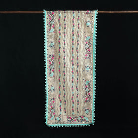 Ranihati Chanderi Silk Hand Embroidered Stole with Pom Pom 174