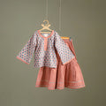 Girls Gota Work Floral Block Print Cotton Kurta with Sharara Set (3-4 Years) 27