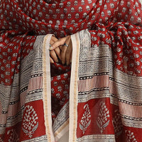 Red - Traditional Maheshwari Silk Bagh Print Dupatta 34