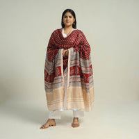 Red - Traditional Maheshwari Silk Bagh Print Dupatta 34