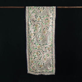 Ranihati Chanderi Silk Hand Embroidered Stole with Pom Pom 173