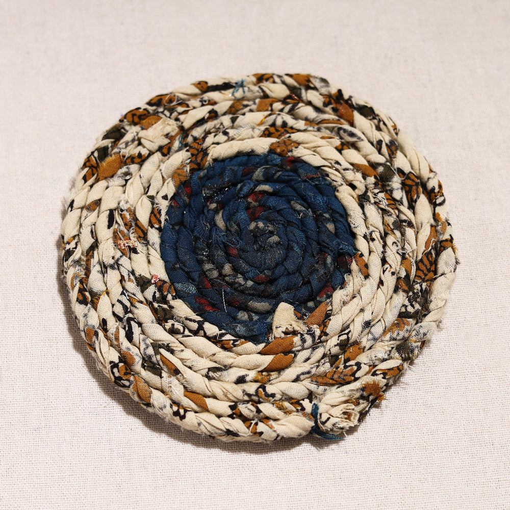 Upcycled Fabric Hand Braided Coaster 21