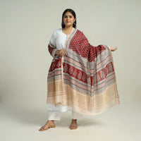 Red - Traditional Maheshwari Silk Bagh Print Dupatta 34