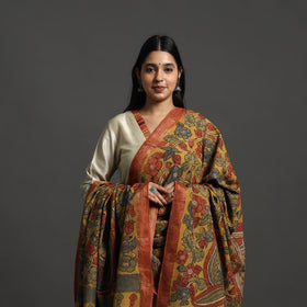 Yellow - mangalagiri cotton handpainted pen work kalamkari