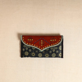 Traditional Kutch Mashru Silk Leather Flap Clutch / Wallet 110