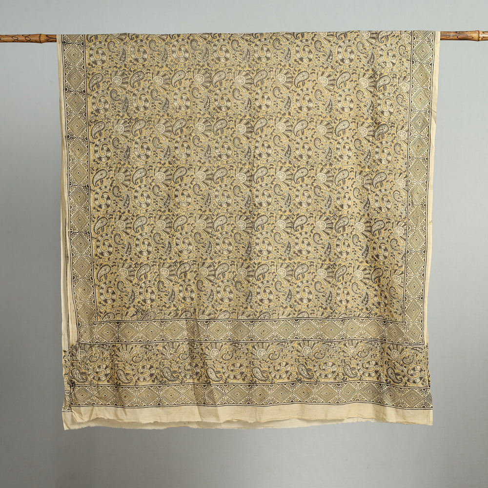 Yellow - Pedana Kalamkari Block Printed Cotton Dupatta 164