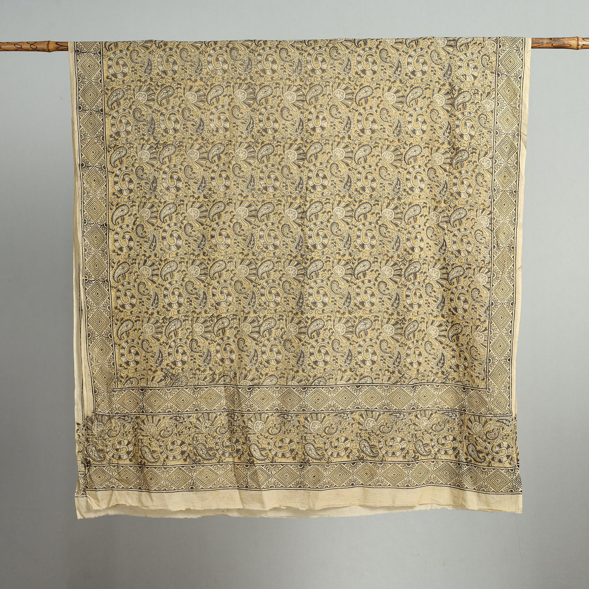 Yellow - Pedana Kalamkari Block Printed Cotton Dupatta 164