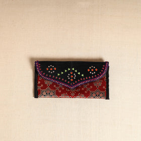 Traditional Kutch Mashru Silk Leather Flap Clutch / Wallet 109