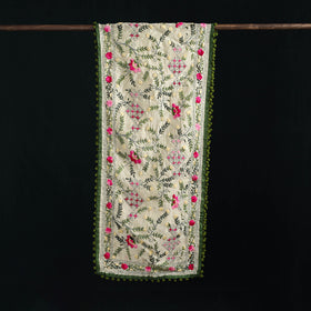 Ranihati Chanderi Silk Hand Embroidered Stole with Pom Pom 161