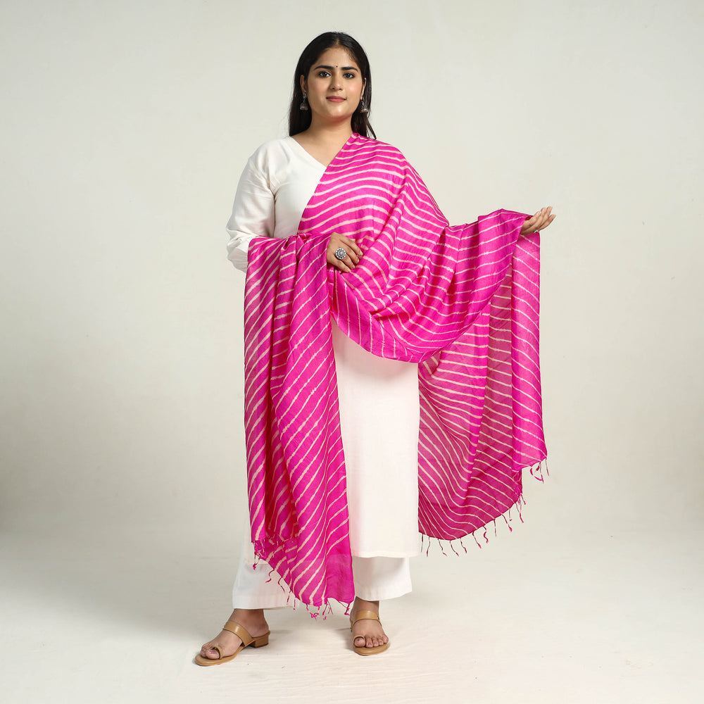 Traditional Tie & Dye Tussar Silk Leheriya Dupatta 01