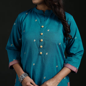 Jacquard Cotton Straight Long Kurta for Women 15