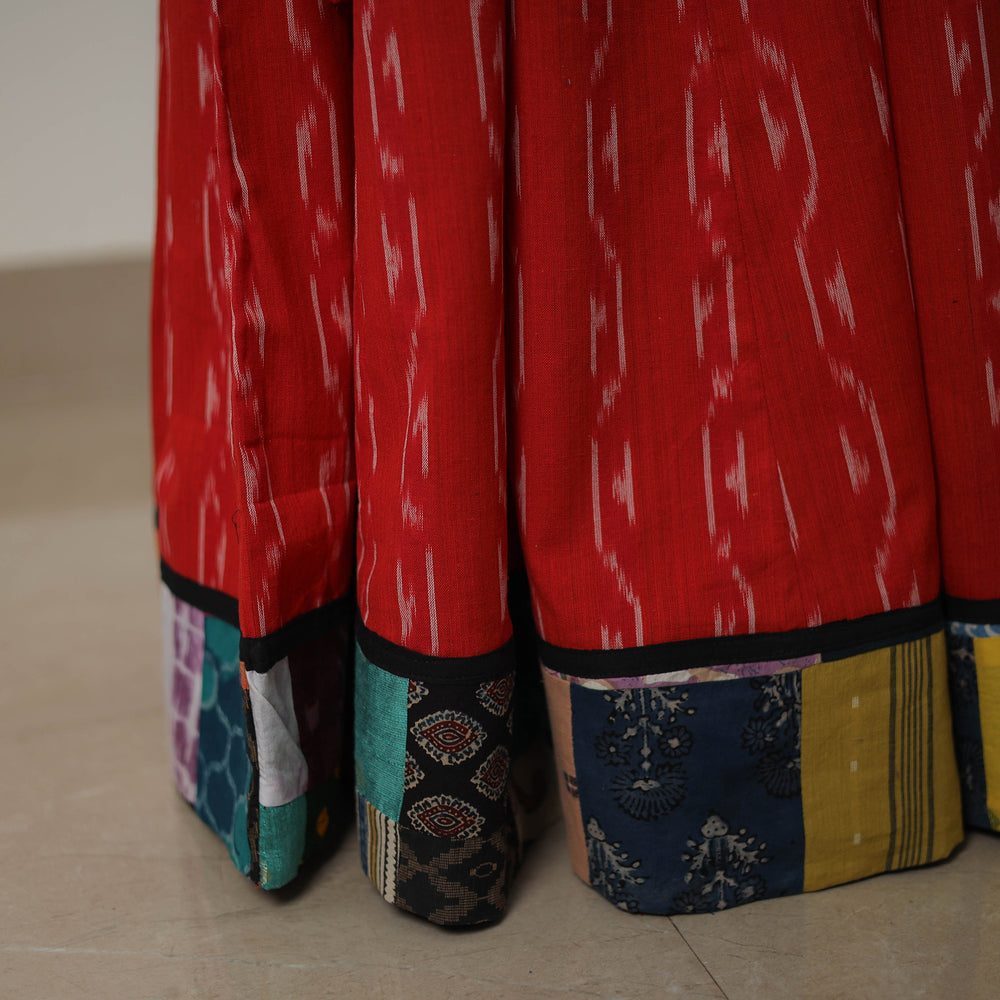 Red - 24 Kali Cotton Pochampally Ikat Skirt with Border 28