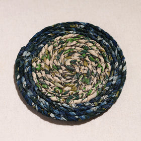  Upcycled Fabric Hand Braided Coaster 