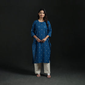 Jacquard Cotton Straight Long Kurta for Women 08