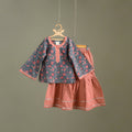Girls Gota Work Floral Block Print Cotton Kurta with Sharara Set (3-4 Years) 28