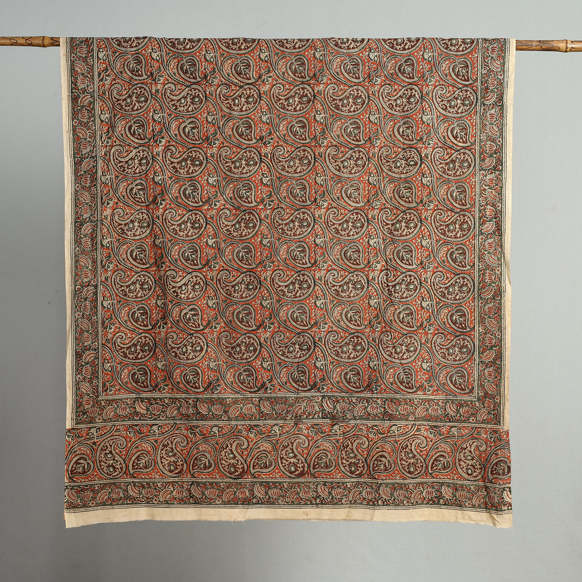 Orange - Pedana Kalamkari Block Printed Cotton Dupatta 169