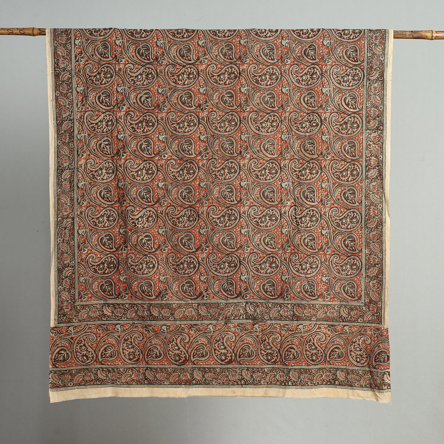 Orange - Pedana Kalamkari Block Printed Cotton Dupatta 169