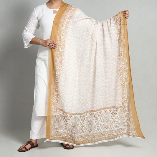 White - Jaipur Printed Cotton Dupatta 22