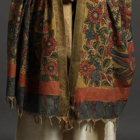 Yellow - mangalagiri cotton handpainted pen work kalamkari