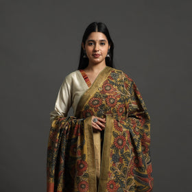 Yellow - mangalagiri cotton handpainted pen work kalamkari