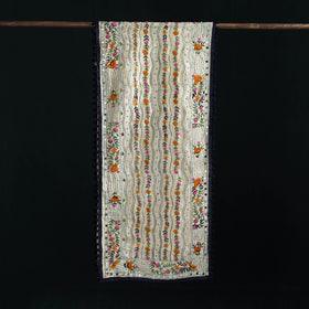 Ranihati Chanderi Silk Hand Embroidered Stole with Pom Pom 166