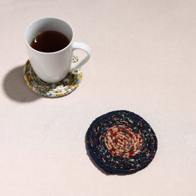  Upcycled Fabric Hand Braided Coaster 