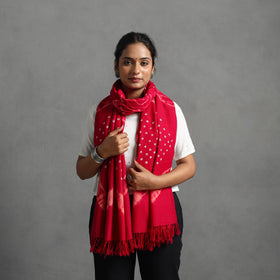Pink - kutch handwoven woolen shibori & bandhani stole 34
