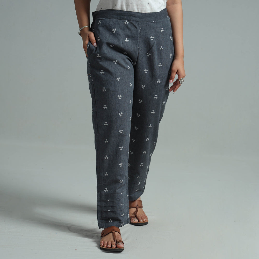 Grey - Jacquard Weave Cotton Elasticated Pant 04