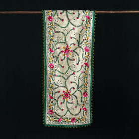 Ranihati Chanderi Silk Hand Embroidered Stole with Pom Pom 165