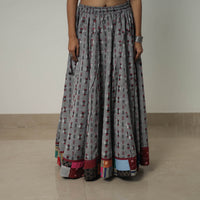 Grey - 24 Kali Cotton Pochampally Ikat Skirt with Border 29