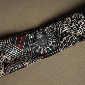 Ajrakh Hand Block Print Natural Dyed Modal Silk Brooch Scarf 12