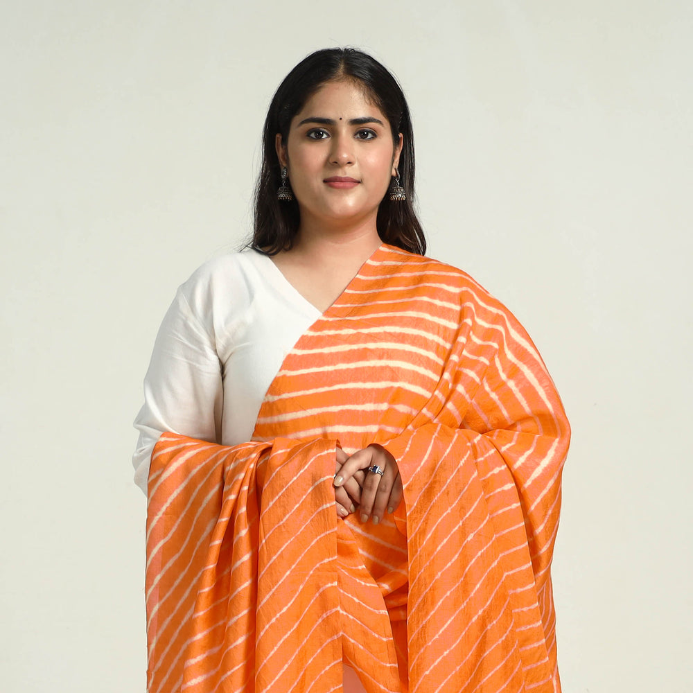 Traditional Tie & Dye Tussar Silk Leheriya Dupatta 02