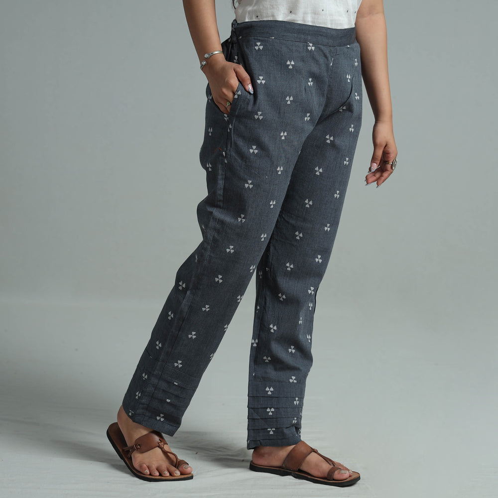 Grey - Jacquard Weave Cotton Elasticated Pant 04