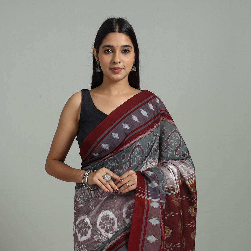 Multicolor - Ikat Weave Handloom Cotton Sambalpuri Saree 01