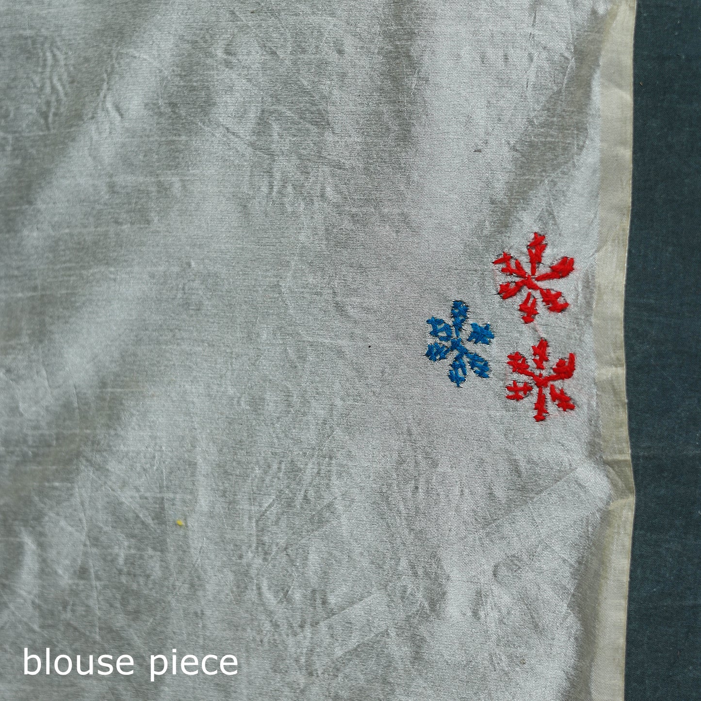 White - Bengal Hand Embroidery Silk Nakshi Kantha Saree 13