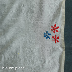 White - Bengal Hand Embroidery Silk Nakshi Kantha Saree 13