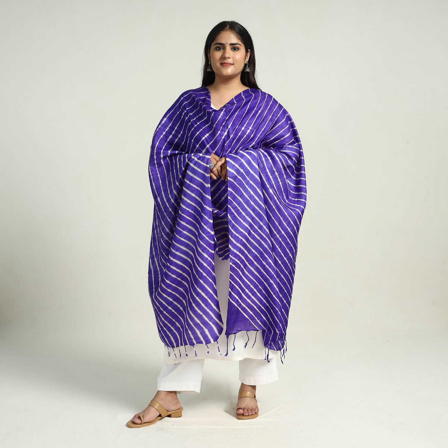 Traditional Tie & Dye Tussar Silk Leheriya Dupatta 03