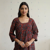 Red - Ajrakh Block Printed Cotton Straight Kurta 52