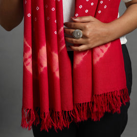 Pink - kutch handwoven woolen shibori & bandhani stole 34