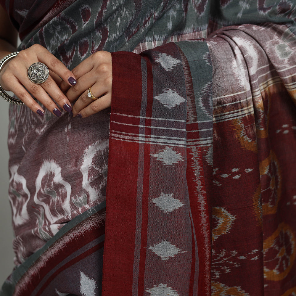 Multicolor - Ikat Weave Handloom Cotton Sambalpuri Saree 01