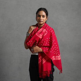 Pink - kutch handwoven woolen shibori & bandhani stole 34