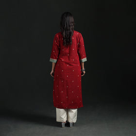 Jacquard Cotton Straight Long Kurta for Women 12