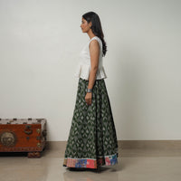 Green - 24 Kali Cotton Pochampally Ikat Skirt with Border 31