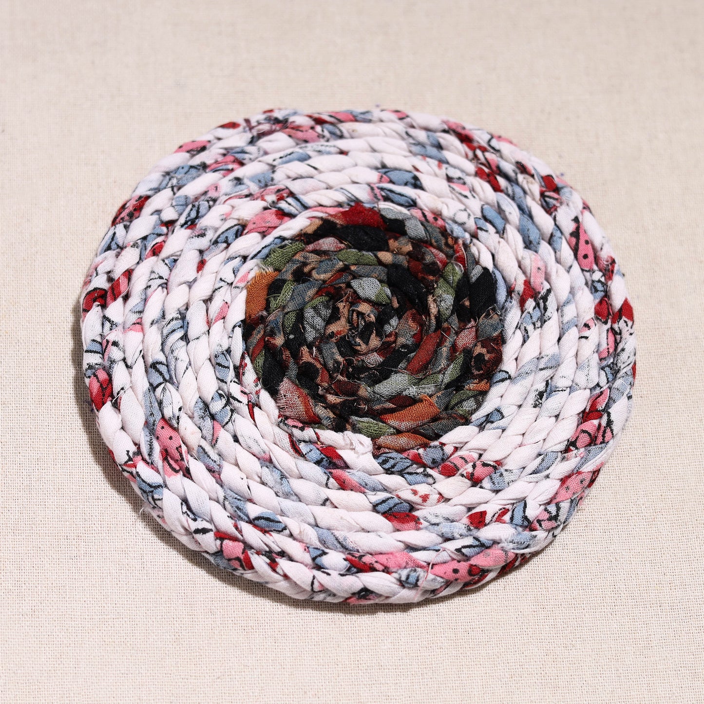 Upcycled Fabric Hand Braided Coaster 28