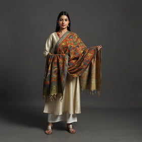 Orange - mangalagiri cotton handpainted pen work kalamkari