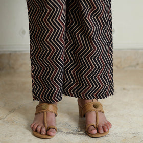 Black - Ajrakh Block Printed Cotton Kurta with Palazzo & Dupatta Set