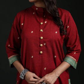 Jacquard Cotton Straight Long Kurta for Women 12