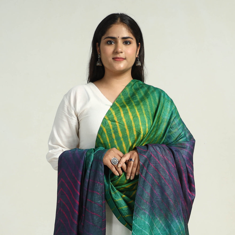 Traditional Tie & Dye Tussar Silk Leheriya Dupatta 04