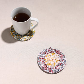  Upcycled Fabric Hand Braided Coaster 