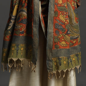 Orange - mangalagiri cotton handpainted pen work kalamkari